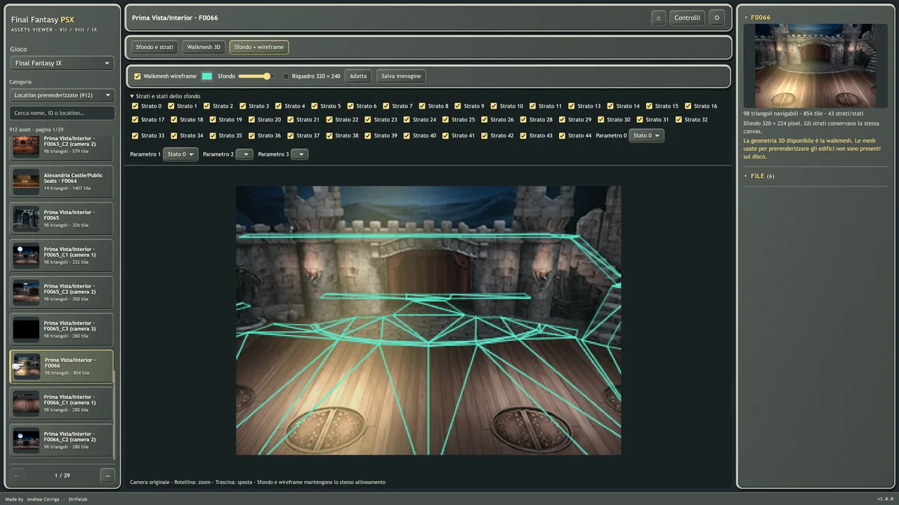 Prima Vista interior background with a walkmesh overlay in Final Fantasy IX